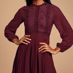 Lulus Charlisa Lace Long Sleeve Skater Dress